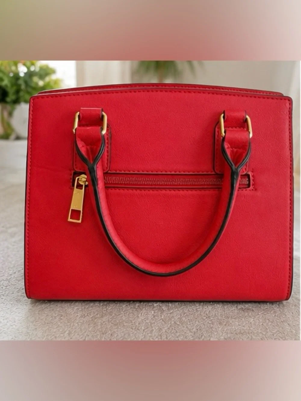 ALDO Red Satchel Bag w/ Shoulder Strap Gold Hardware